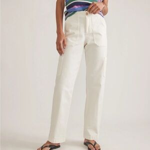 Marine Layer Aria Straight Leg Utility Pant Ecru Size 0